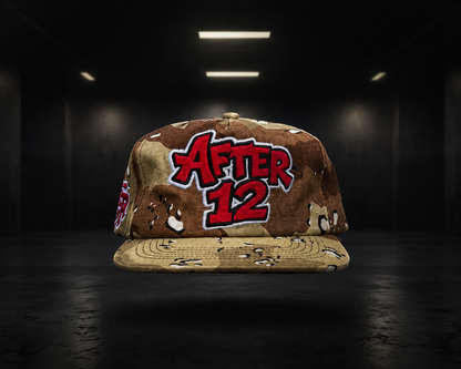 After12 Desert Camo Strapback Hat – Red Logo Edition